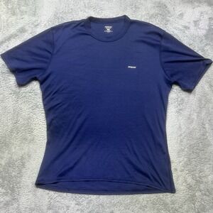 VINTAGE Patagonia Shirt Mens XL Blue‎ Capilene Base Layer Short Sleeve USA Made